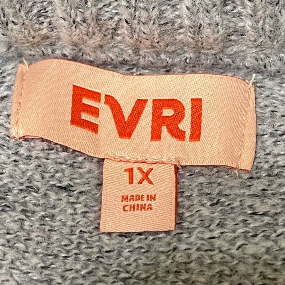 Evri Gray Ribbed Knit Crewneck Pullover Sweater Size 1X Minimalist Cozy - Picture 5 of 8